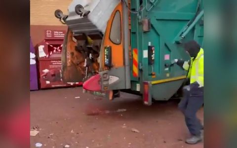 İskoçya'da çöp konteynerinden çıkan fare temizlik görevlilerine zor anlar yaşattı
