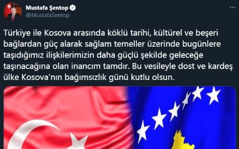 TBMM Başkanı Şentop, Kosova'nın bağımsızlık gününü kutladı
